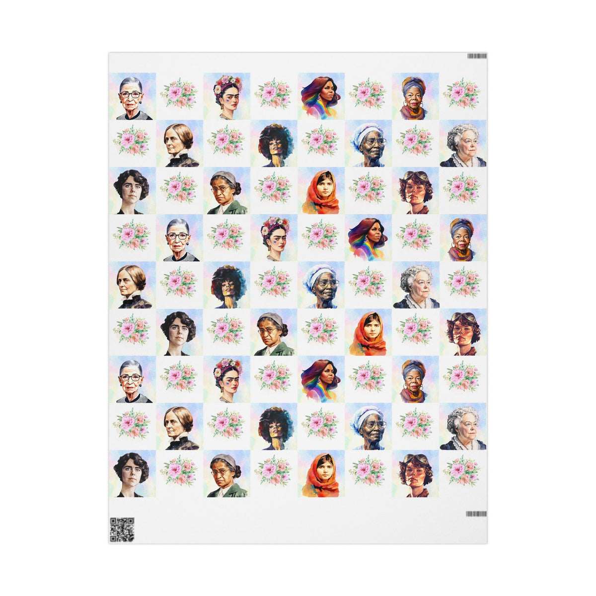 Feminist Icons Watercolor Wrapping Paper Roll