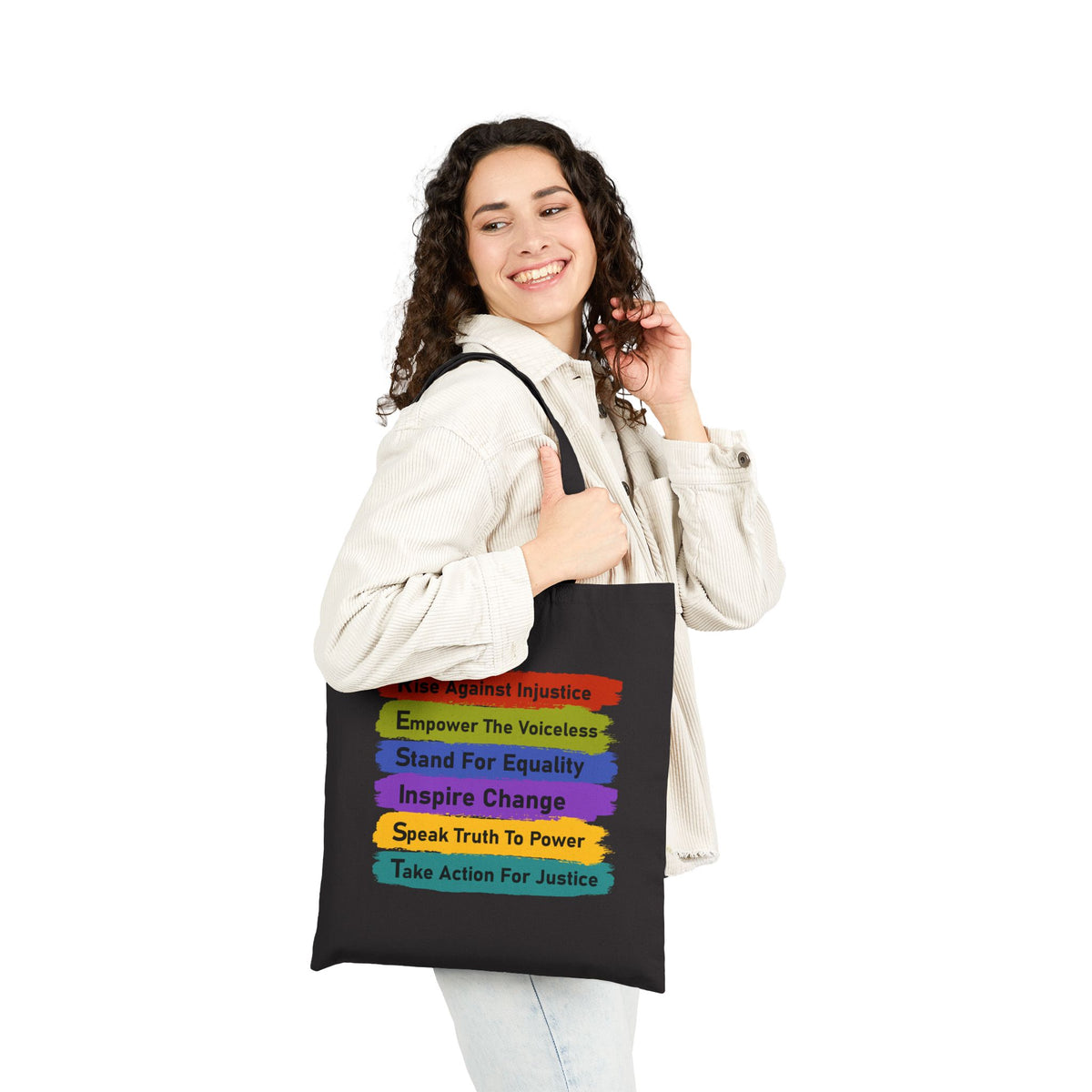 Empower Justice Rainbow Message Tote Bag