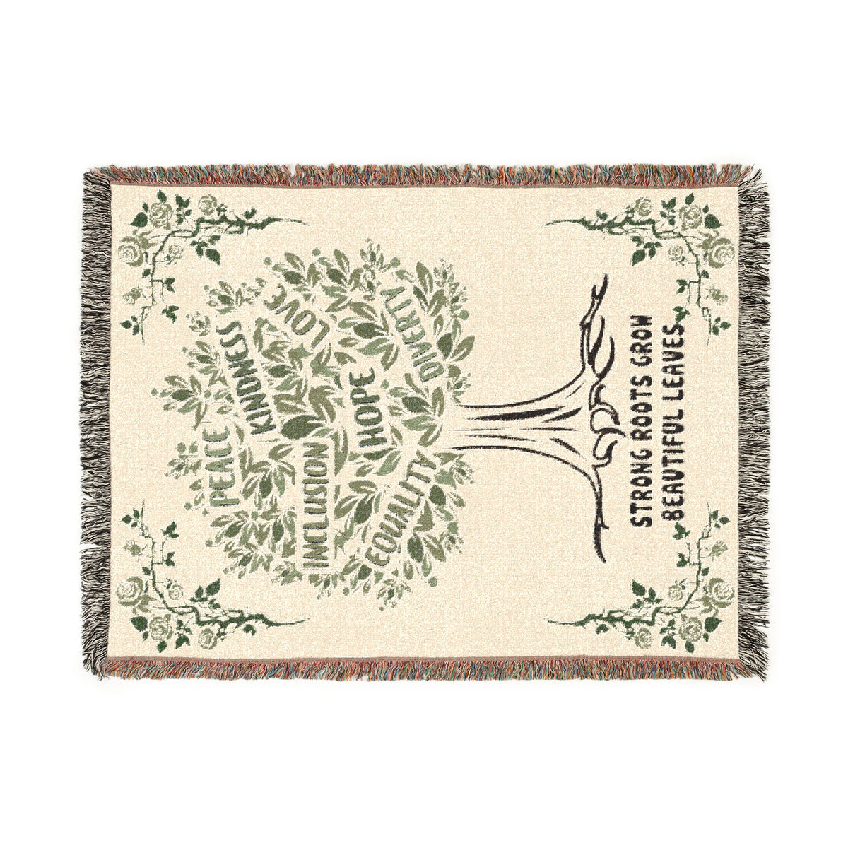 Strong Roots Grow Beautiful Leaves Woven Blanket