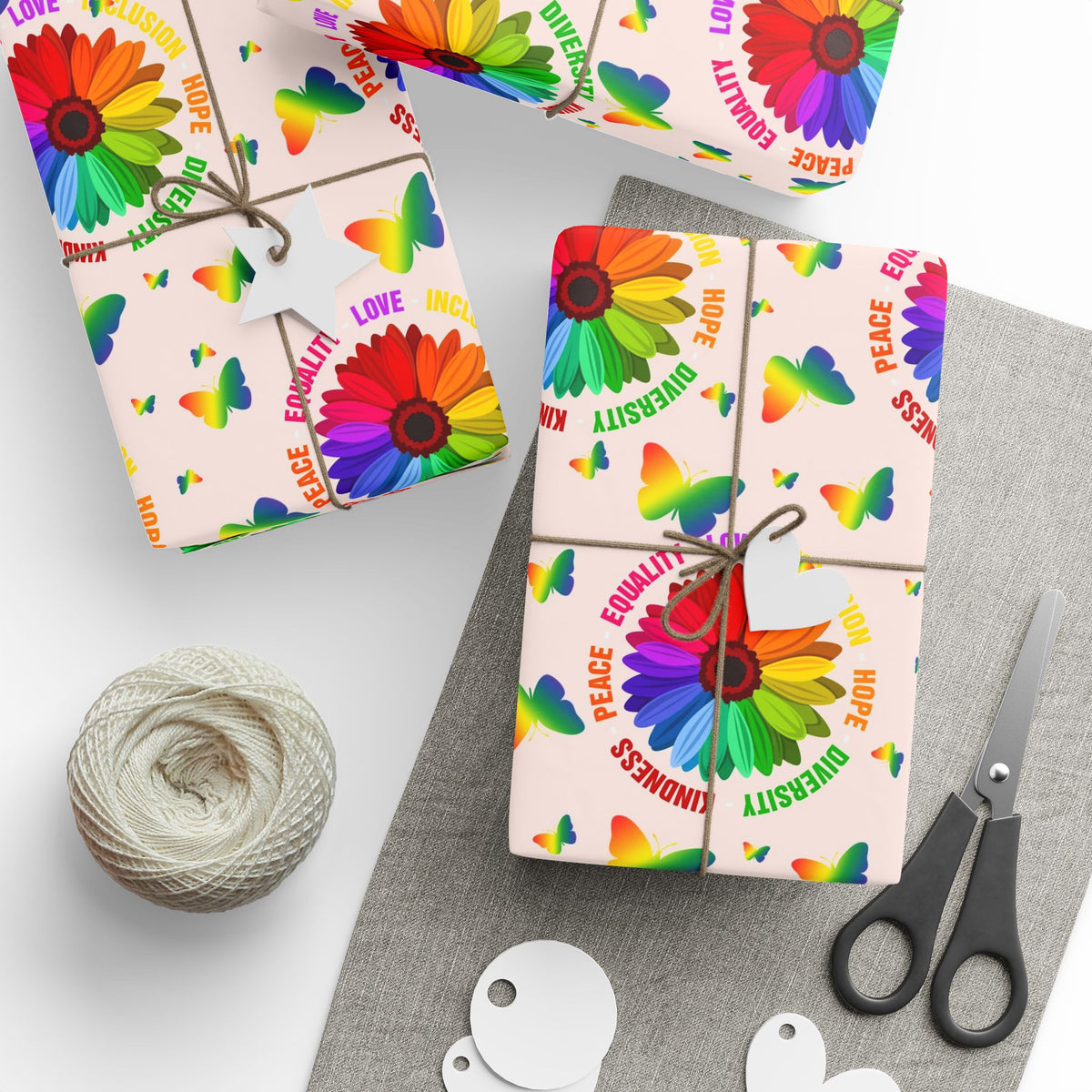 Rainbow Flower Equality Wrapping Paper Roll