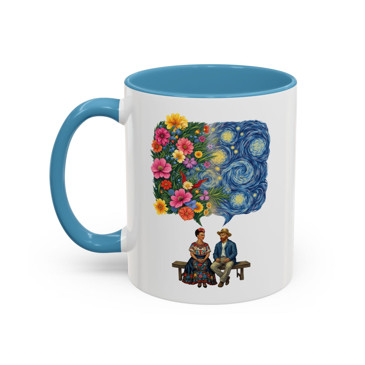 Frida Kahlo And Van Gogh Starry Night Flower Accent Mug