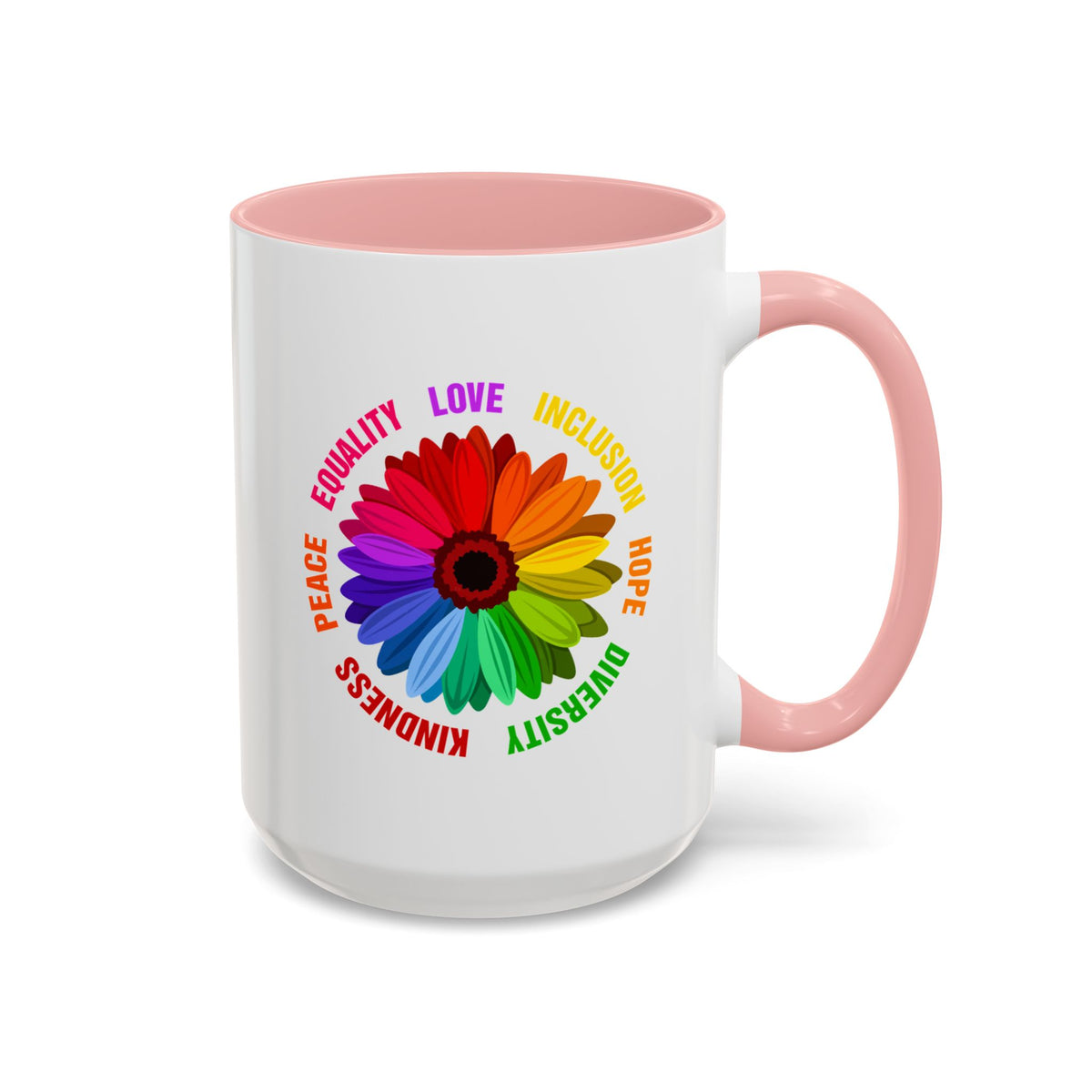 Kindness Peace Equality Love Inclusion Hope Diversity Accent Coffee Mug (11, 15oz)