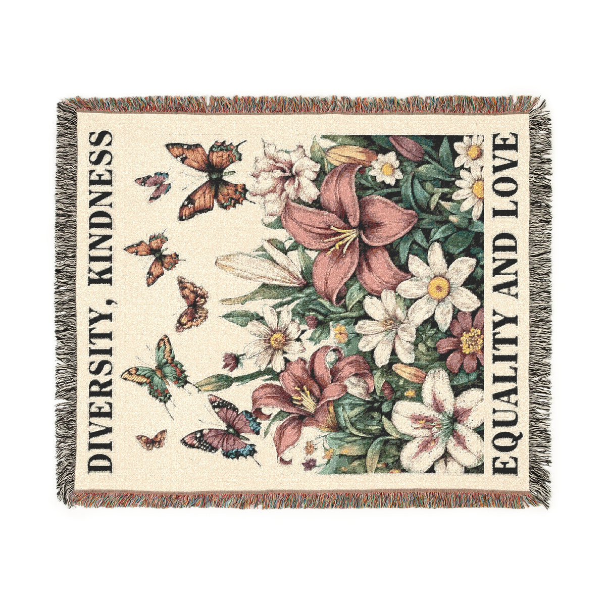 Diversity Kindness Equality Love Woven Blanket