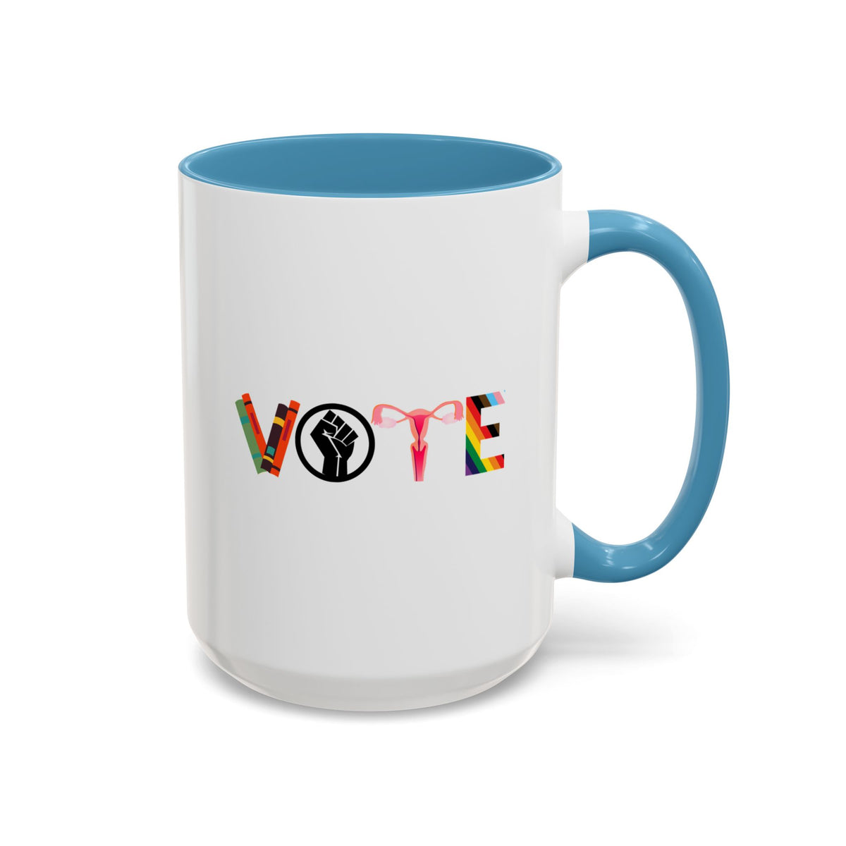 VOTE Accent Coffee Mug (11, 15oz) | Banned Books Mug, Reproductive Rights Mug, BLM Mug, LGBTQ Progress Mug, Political Activism Mug, Roe v Wade Accent Mug