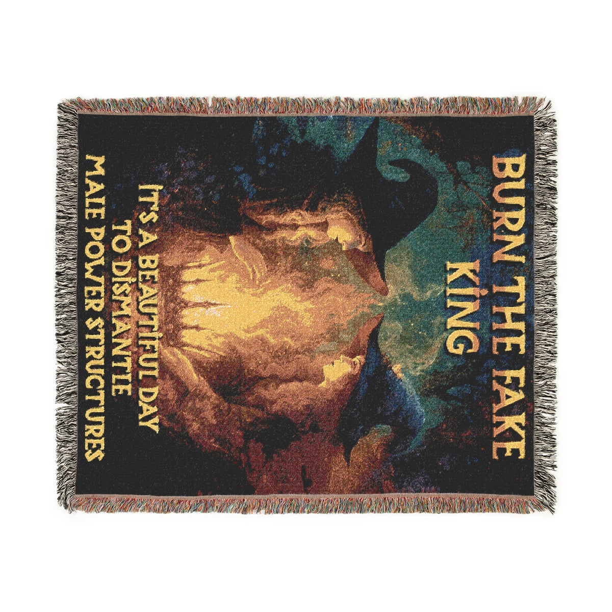 Burn The Fake King Woven Blanket