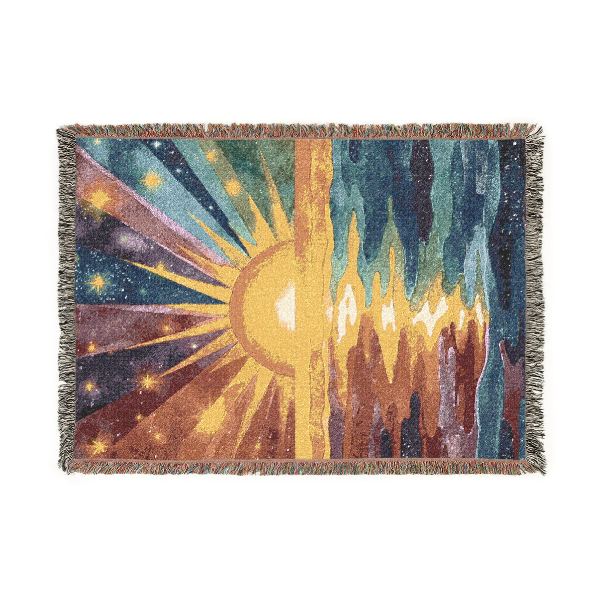Retro Sunset Sky Woven Blanket