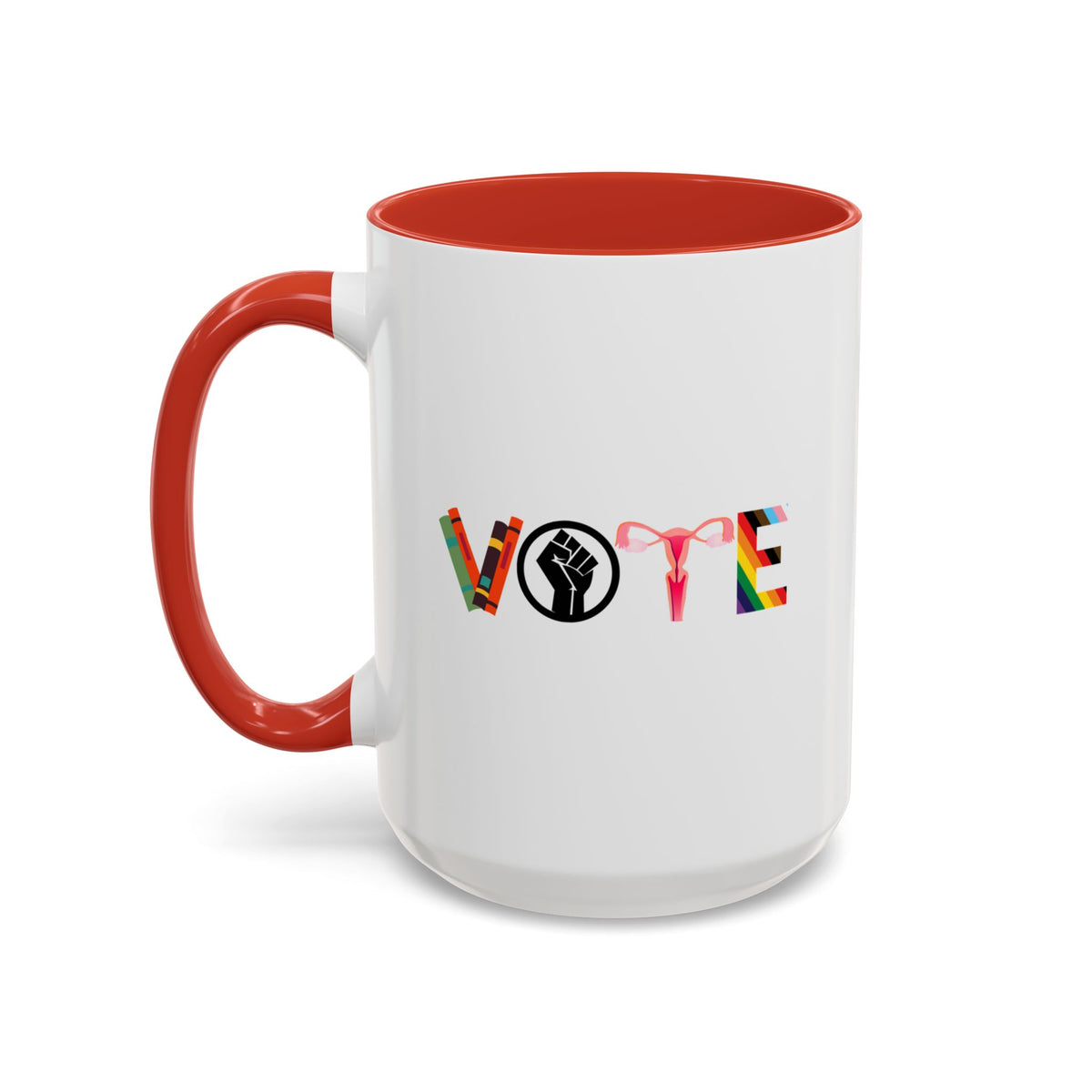 VOTE Accent Coffee Mug (11, 15oz) | Banned Books Mug, Reproductive Rights Mug, BLM Mug, LGBTQ Progress Mug, Political Activism Mug, Roe v Wade Accent Mug
