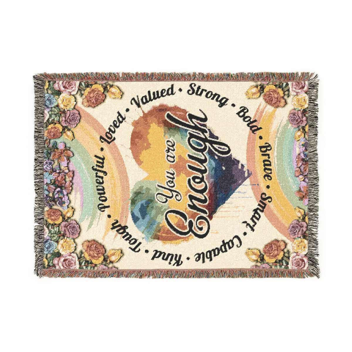 You Are Enough Heart Woven Blanket