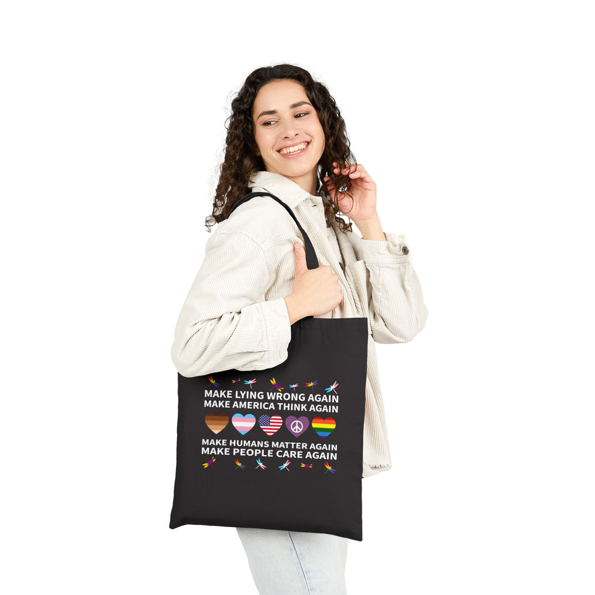 Make America Think Again Hearts Tote Bag