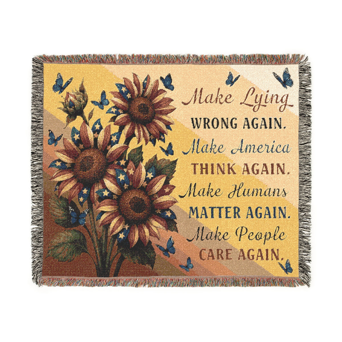 Sunflower Hope Message Woven Blanket