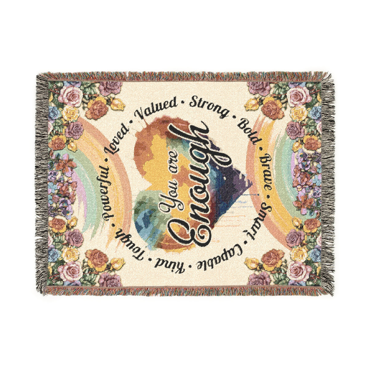 You Are Enough Heart Woven Blanket