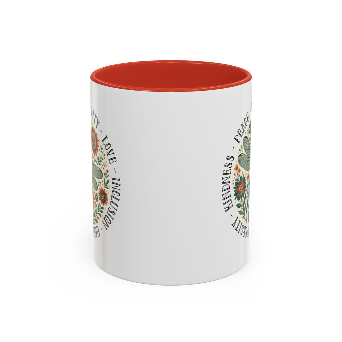 Kindness Peace Equality Love Inclusion Hope Diversity Accent Mug