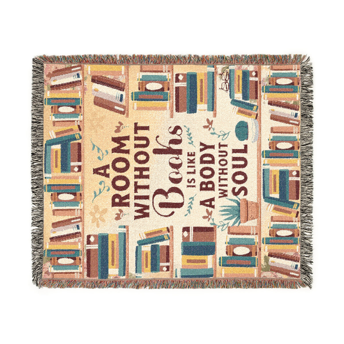 A Room Without Books Woven Blanket