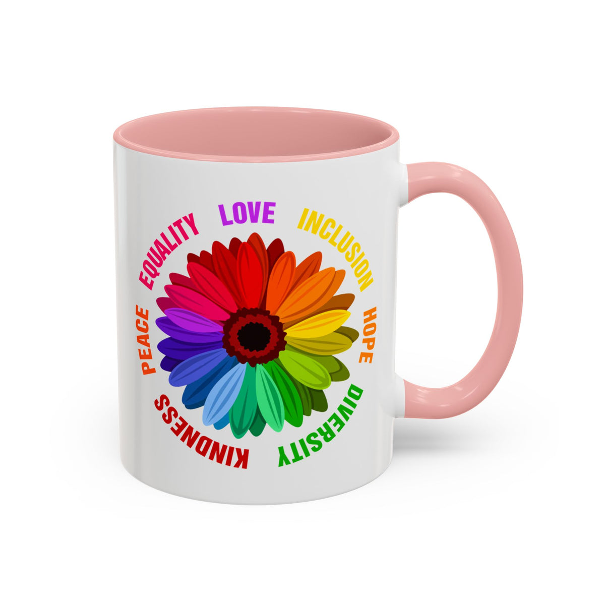 Kindness Peace Equality Love Inclusion Hope Diversity Accent Coffee Mug (11, 15oz)