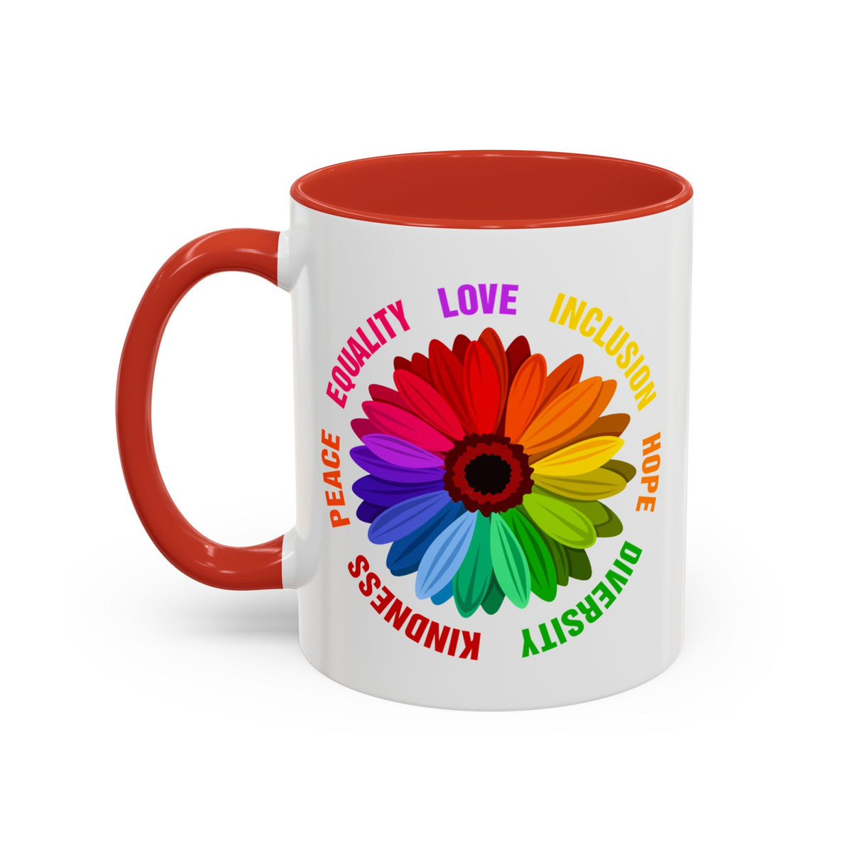 Kindness Peace Equality Love Inclusion Hope Diversity Accent Coffee Mug (11, 15oz)