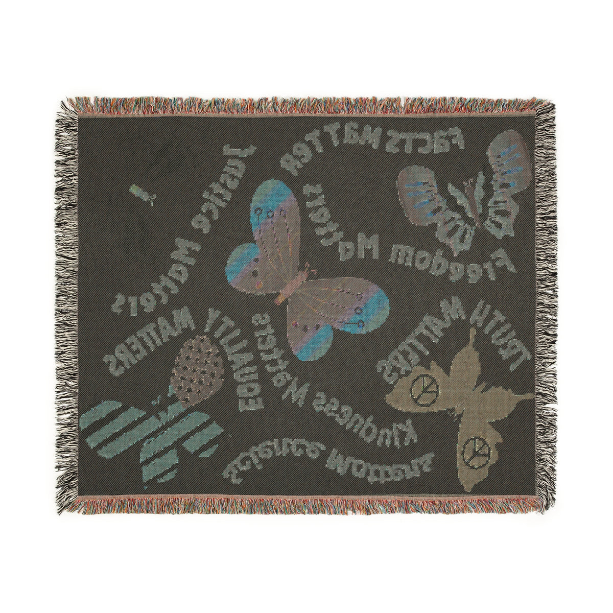 Butterflies Of Values And Truth Woven Blanket