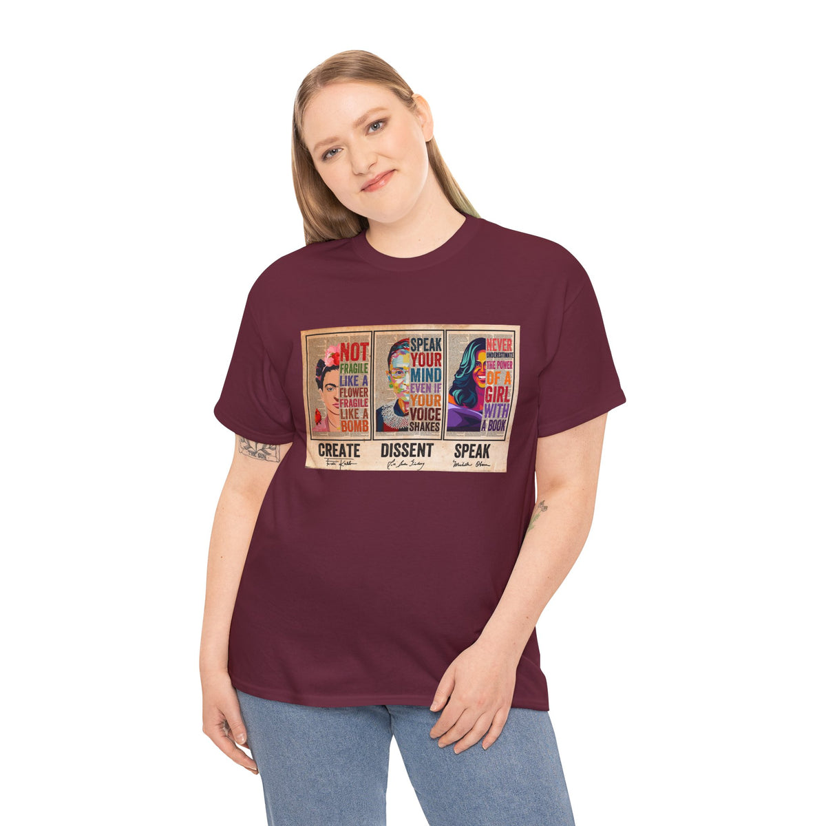 Create Frida Kahlo Dissent Ruth Bader Ginsburg Speak Michelle Obama T-Shirt