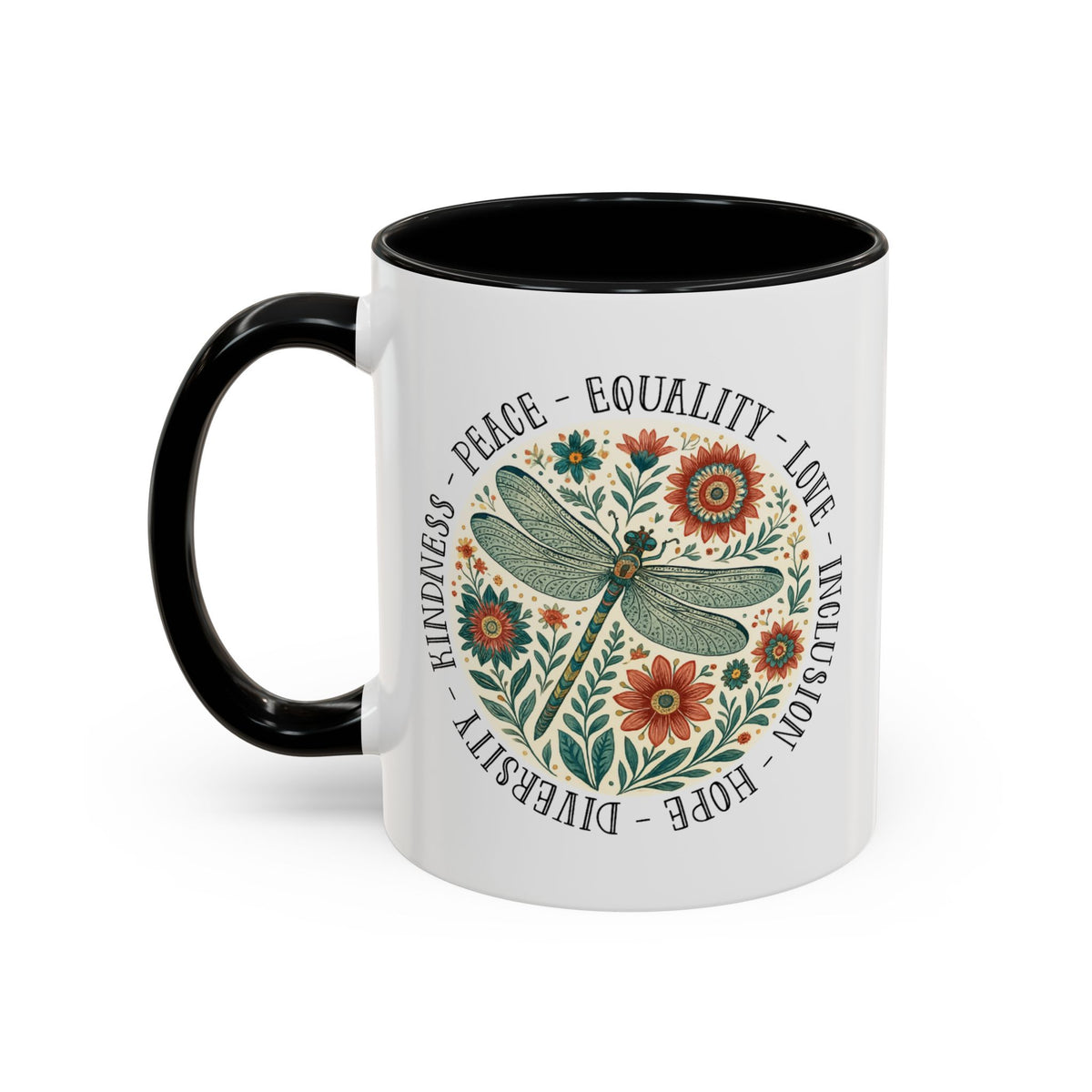 Kindness Peace Equality Love Inclusion Hope Diversity Accent Mug