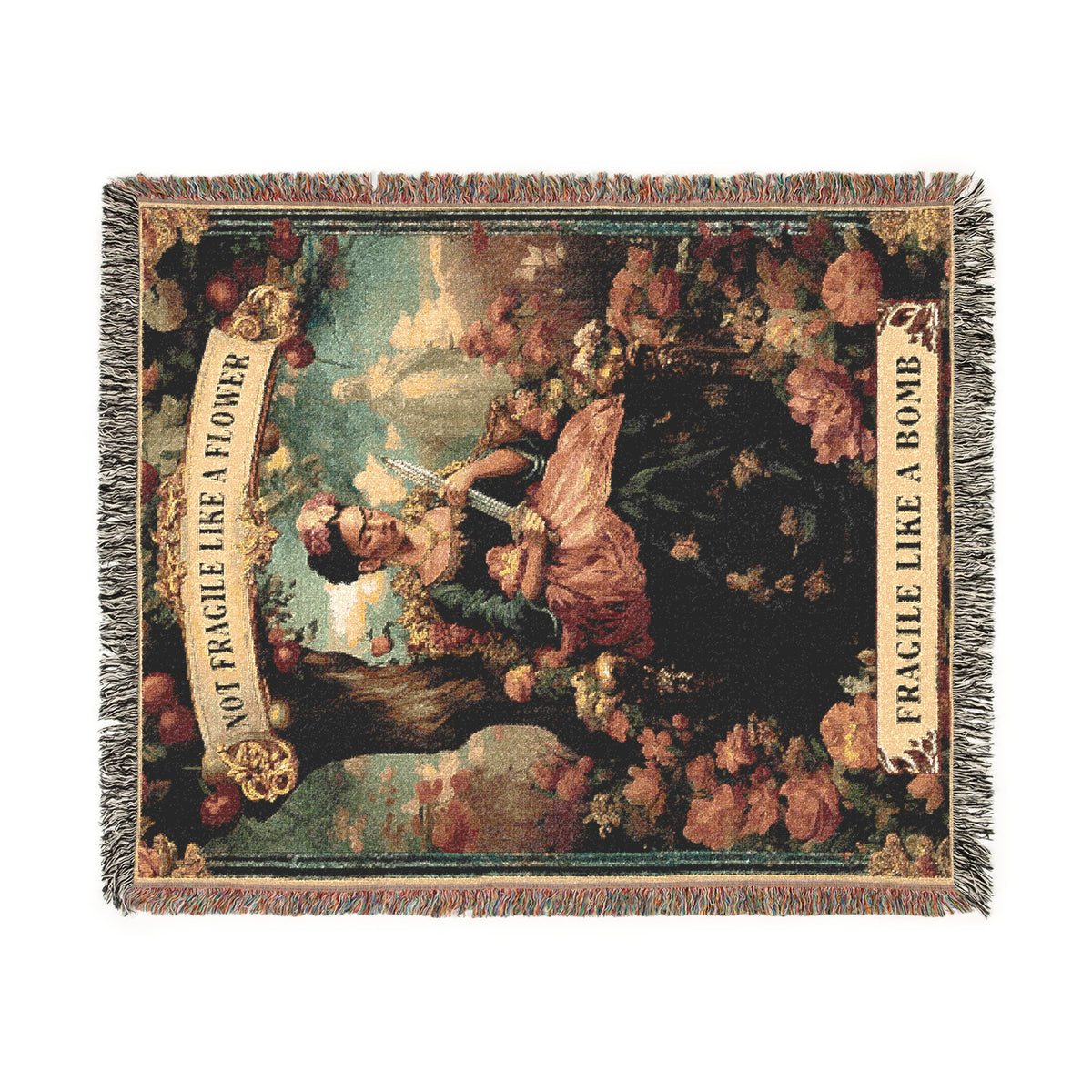 Not Fragile Like A Flower Woven Blanket