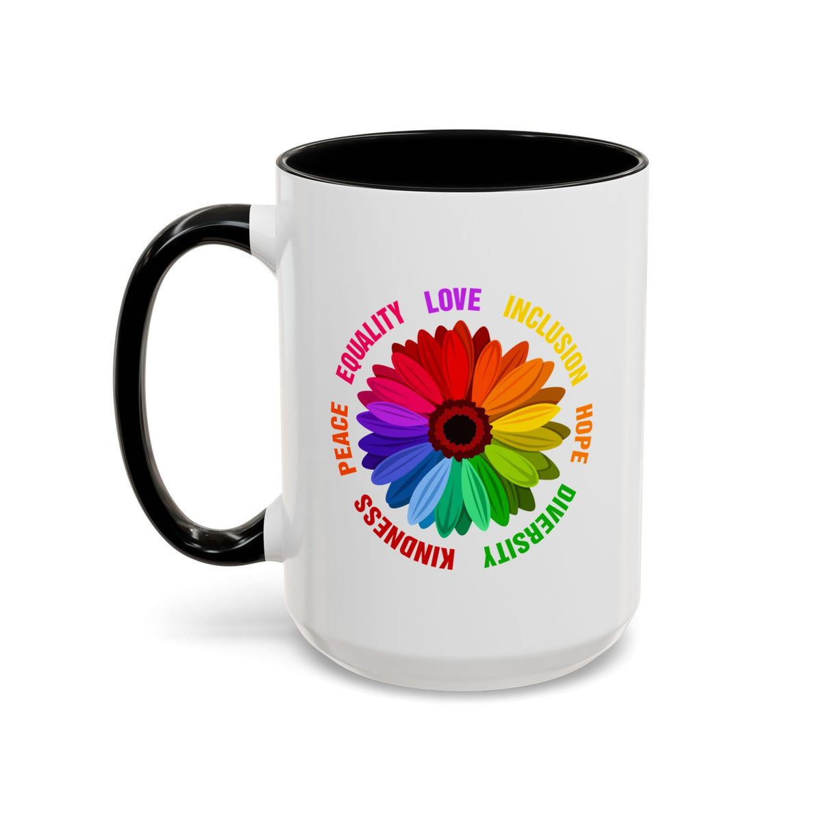 Kindness Peace Equality Love Inclusion Hope Diversity Accent Coffee Mug (11, 15oz)