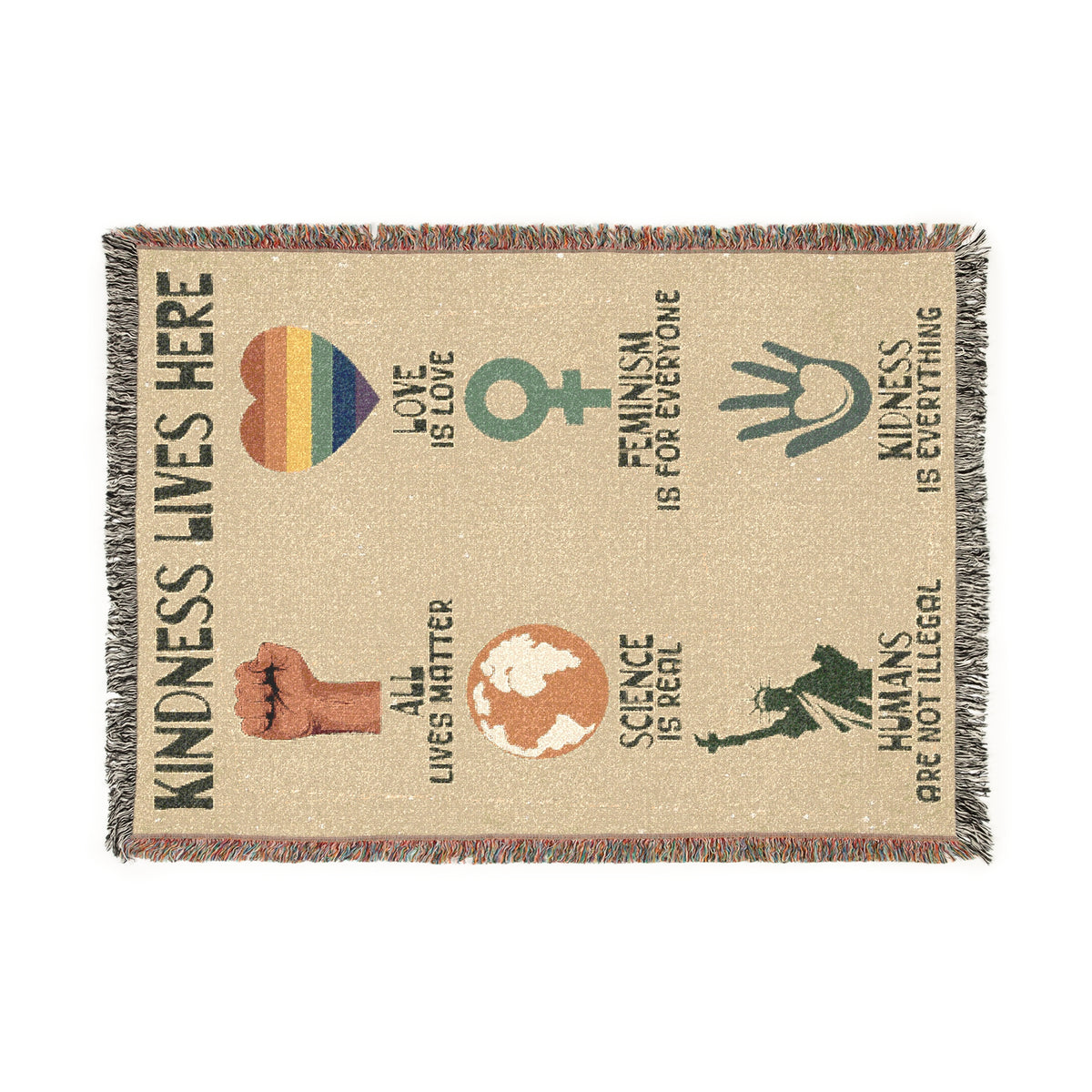 Kindness Lives Here Progressive Woven Blanket