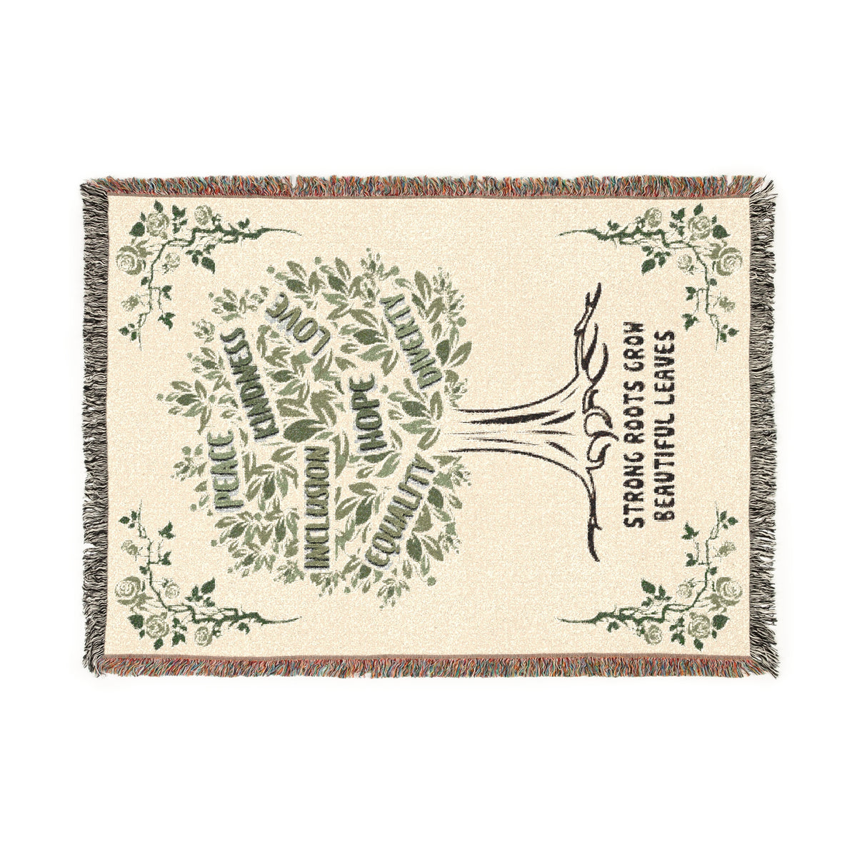 Strong Roots Grow Beautiful Leaves Woven Blanket
