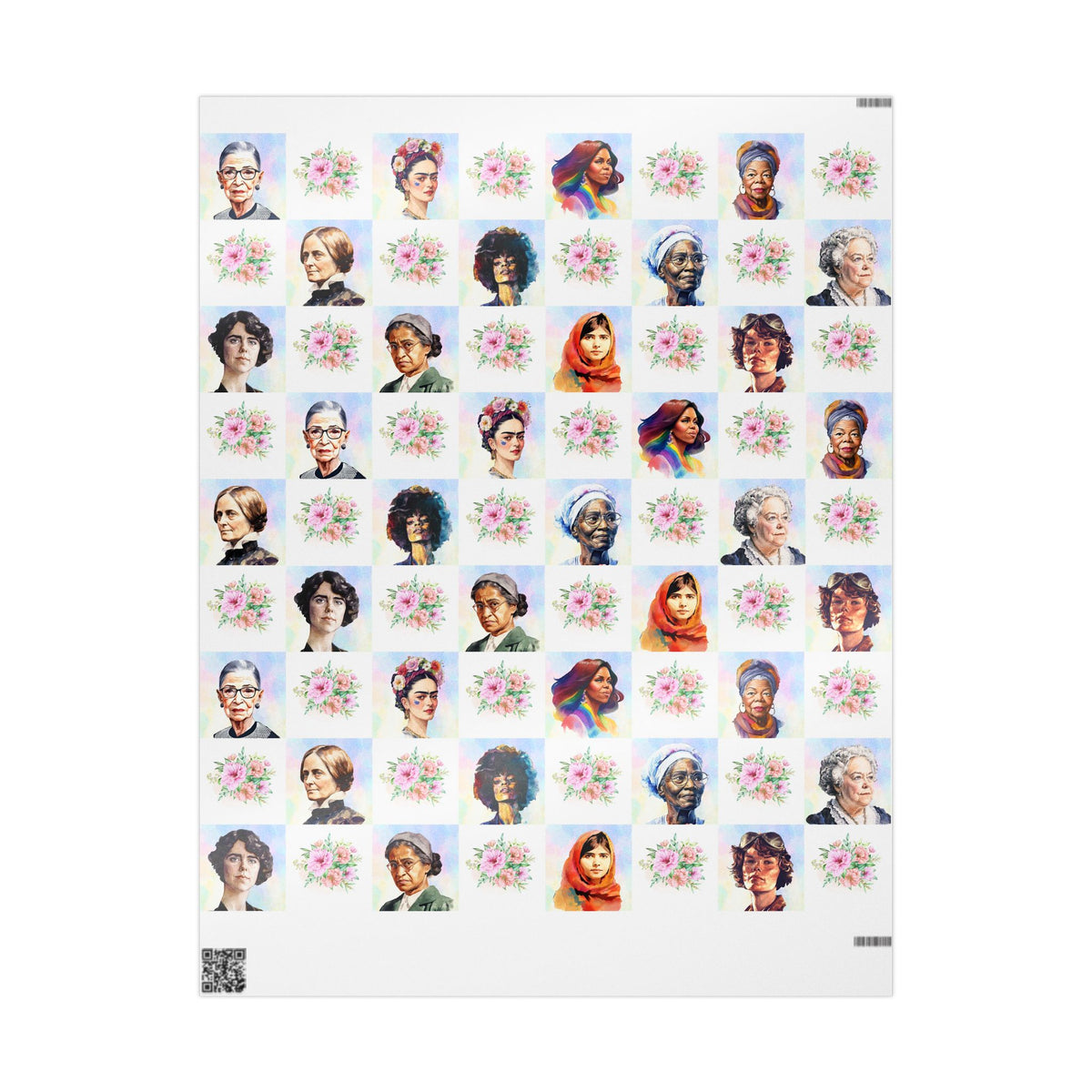 Feminist Icons Watercolor Wrapping Paper Roll