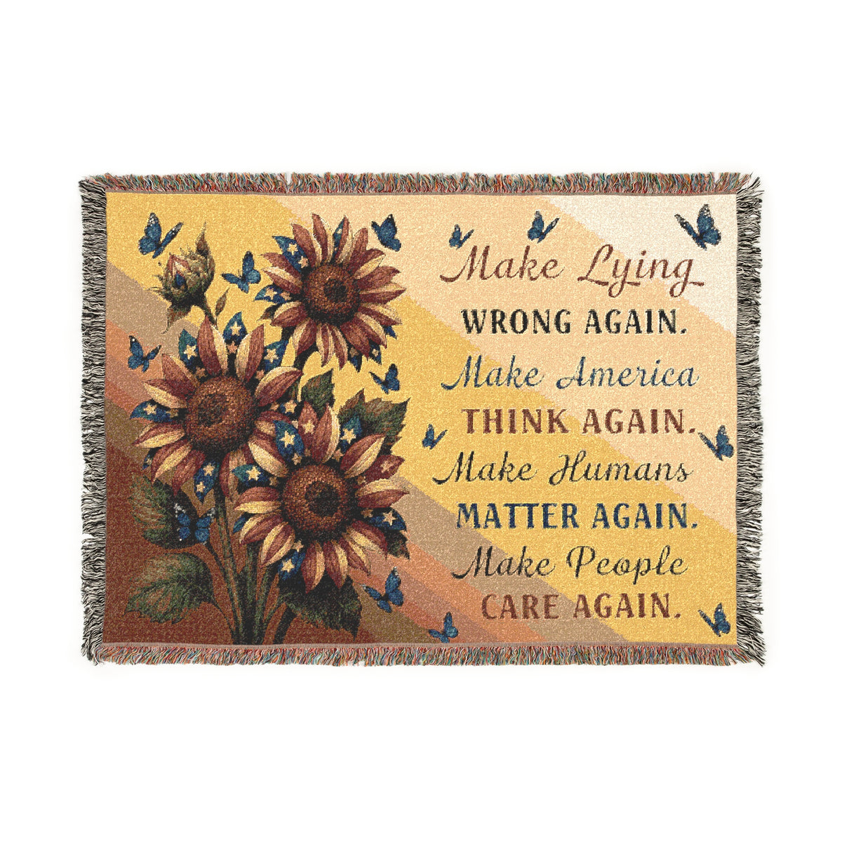 Sunflower Hope Message Woven Blanket