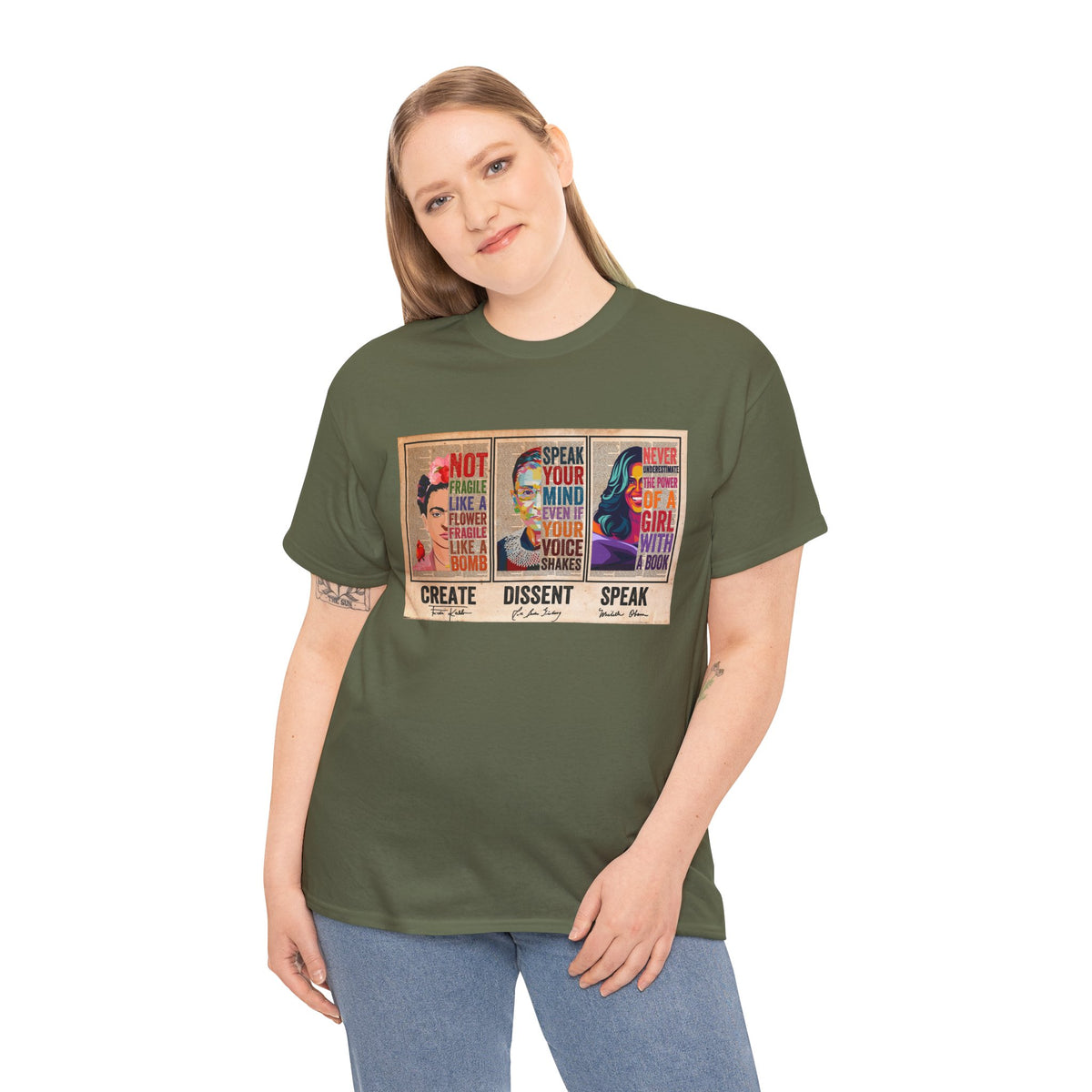 Create Frida Kahlo Dissent Ruth Bader Ginsburg Speak Michelle Obama T-Shirt