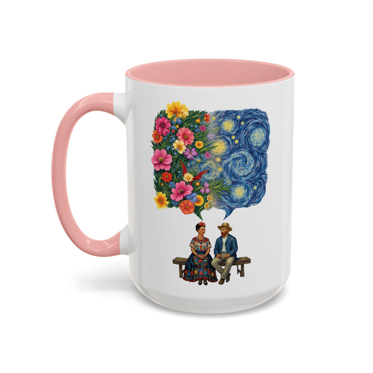 Frida Kahlo And Van Gogh Starry Night Flower Accent Mug