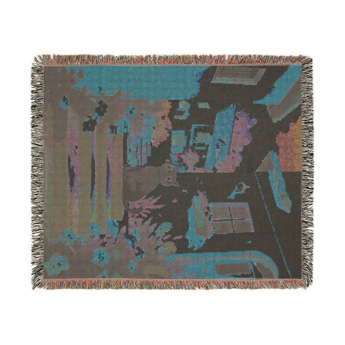 Morning Porch Cat Woven Blanket