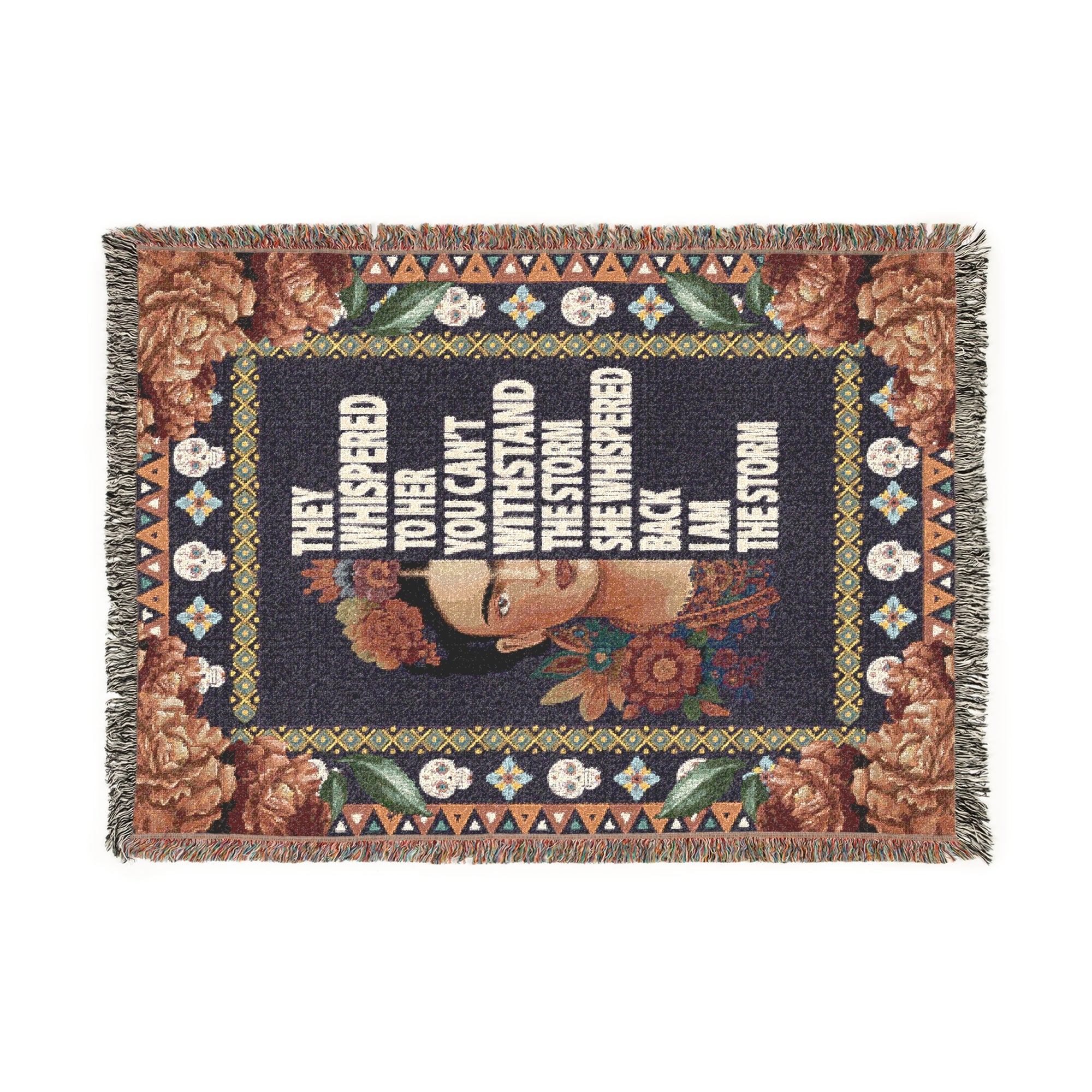 Frida Kahlo I Am The Storm Woven Blanket