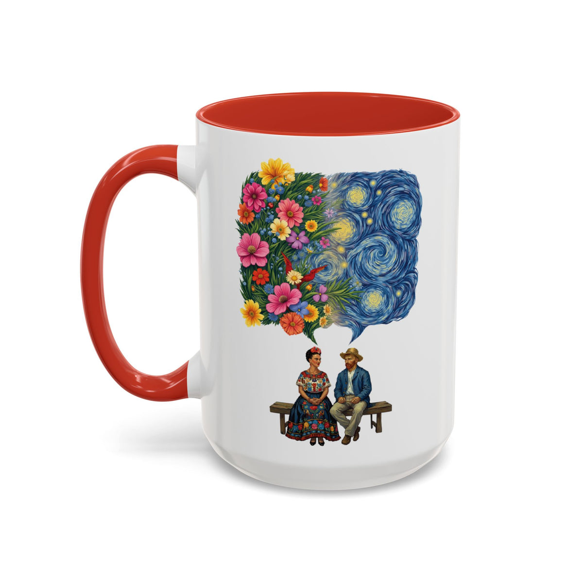 Frida Kahlo And Van Gogh Starry Night Flower Accent Mug
