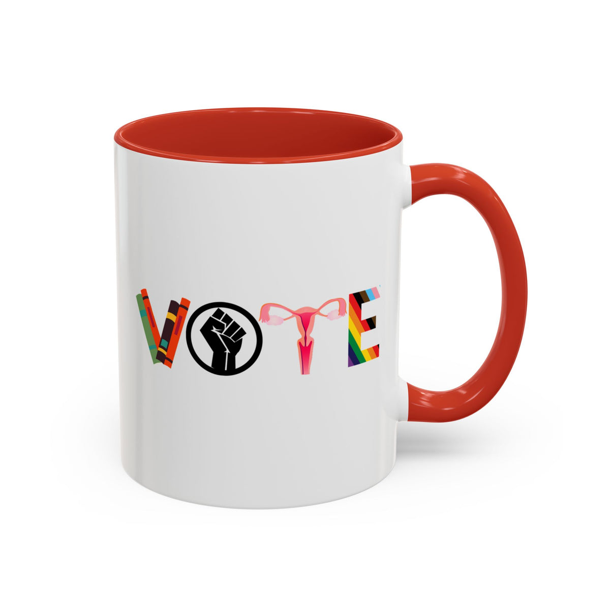 VOTE Accent Coffee Mug (11, 15oz) | Banned Books Mug, Reproductive Rights Mug, BLM Mug, LGBTQ Progress Mug, Political Activism Mug, Roe v Wade Accent Mug
