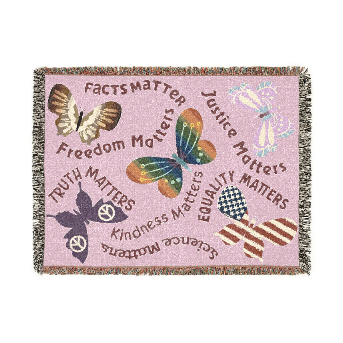 Butterflies Of Values And Truth Woven Blanket