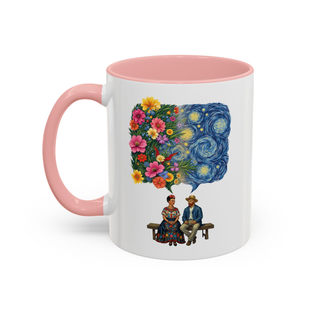 Frida Kahlo And Van Gogh Starry Night Flower Accent Mug