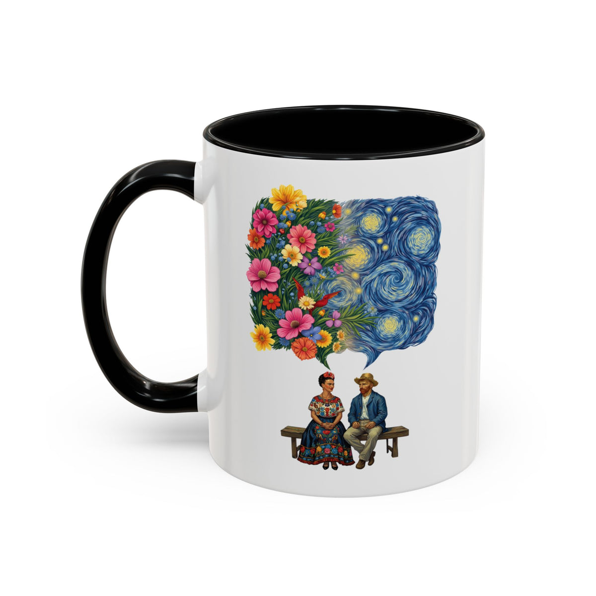 Frida Kahlo And Van Gogh Starry Night Flower Accent Mug