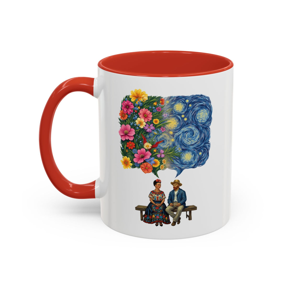 Frida Kahlo And Van Gogh Starry Night Flower Accent Mug