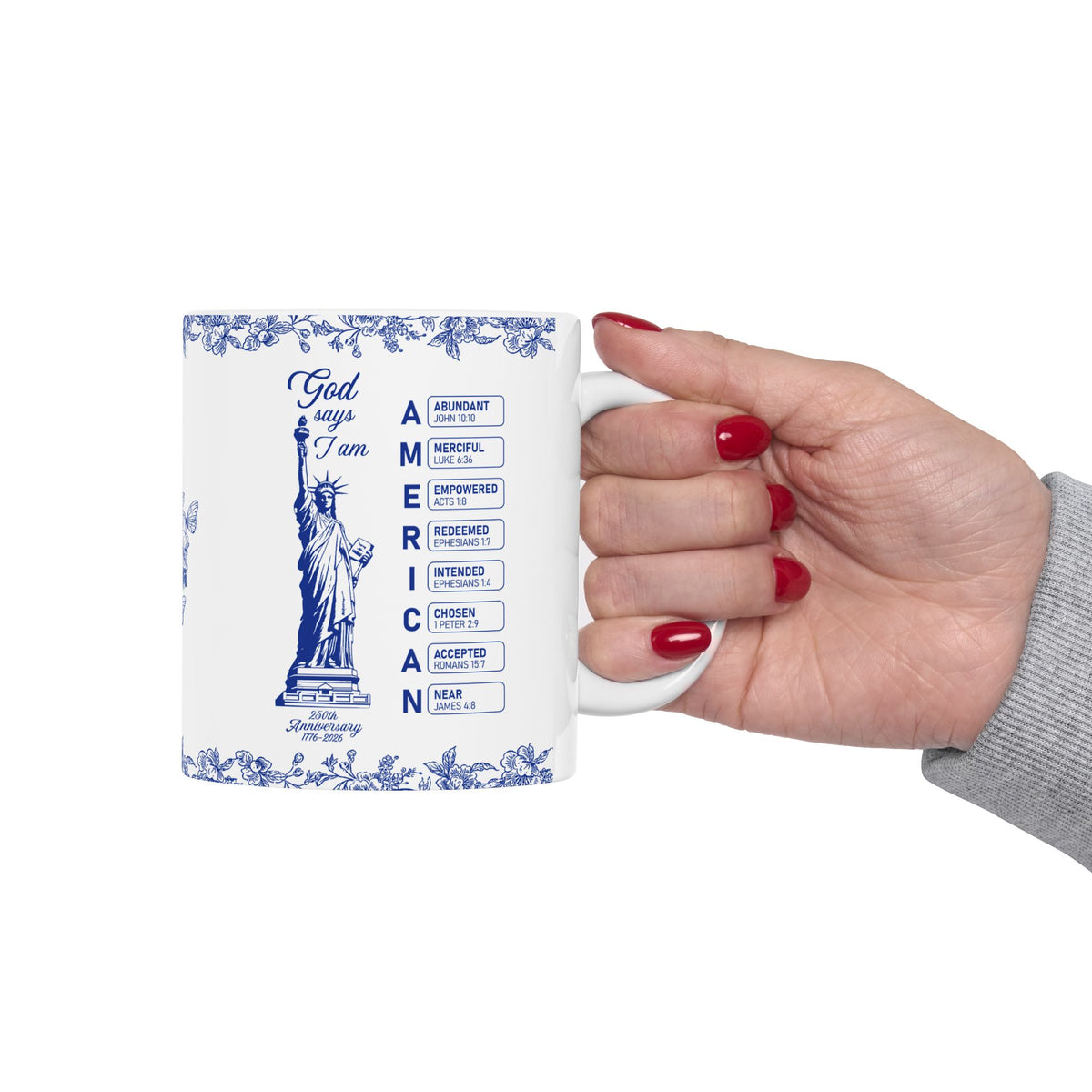 God Says I Am American Scripture Mug