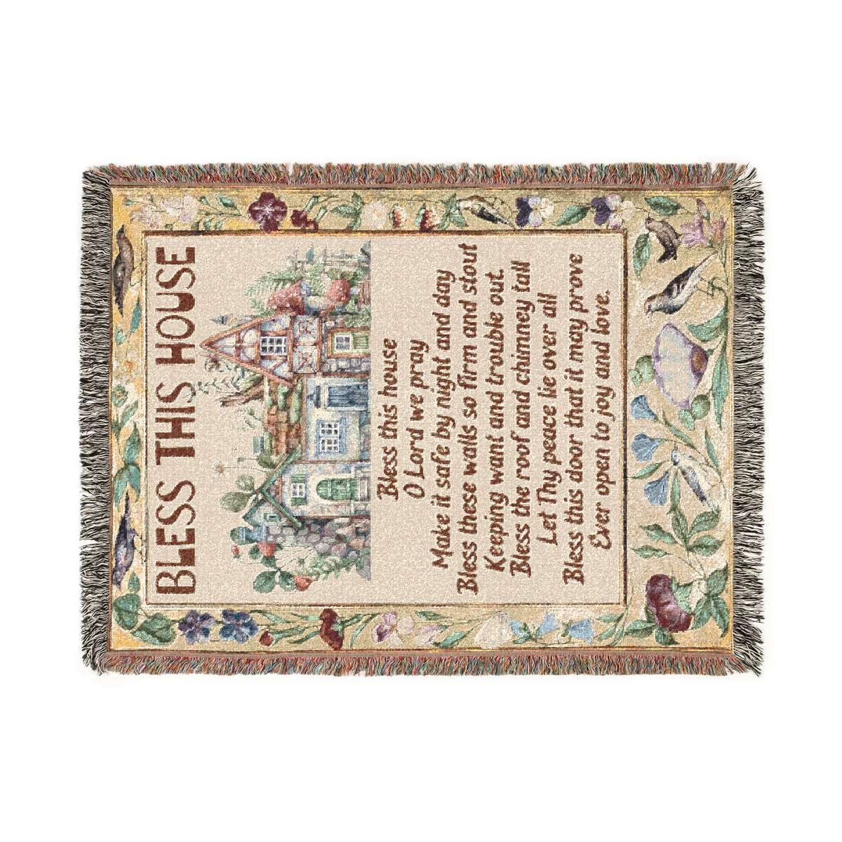 Bless This House Prayer Woven Blanket