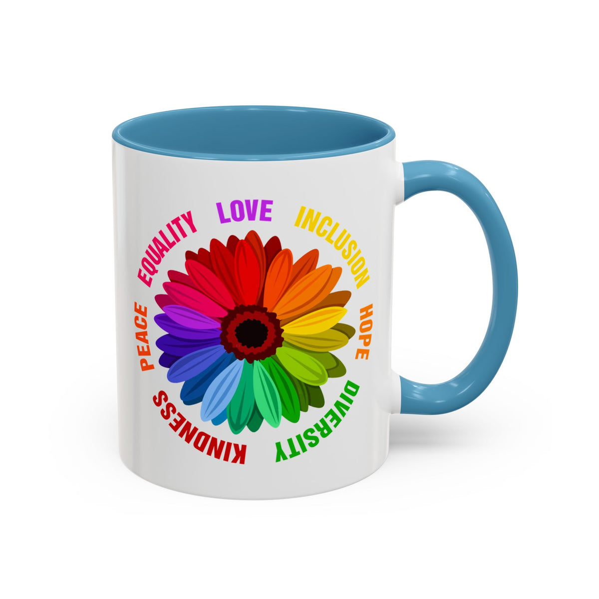 Kindness Peace Equality Love Inclusion Hope Diversity Accent Coffee Mug (11, 15oz)