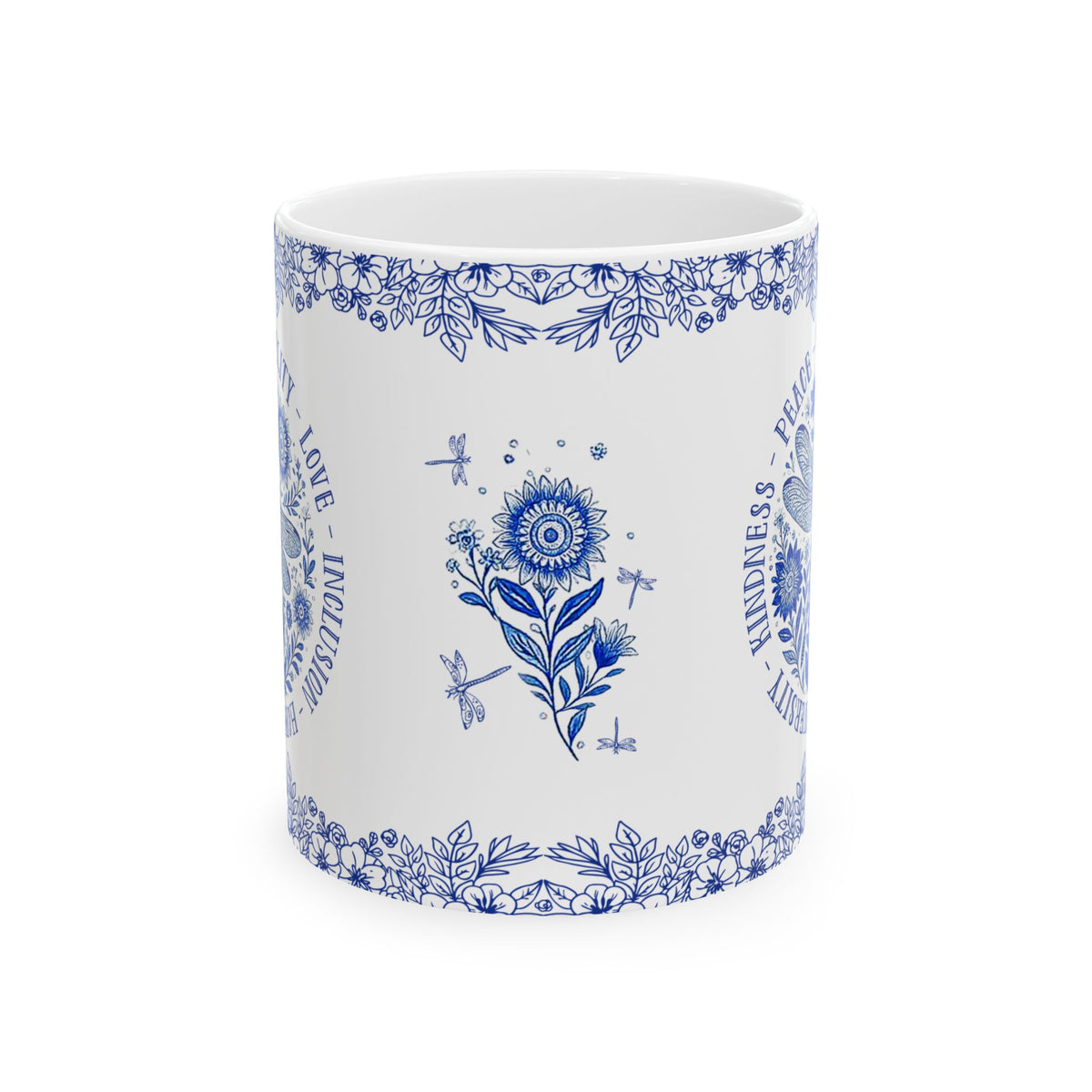 Dragonfly Peace Equality Love Ceramic Mug