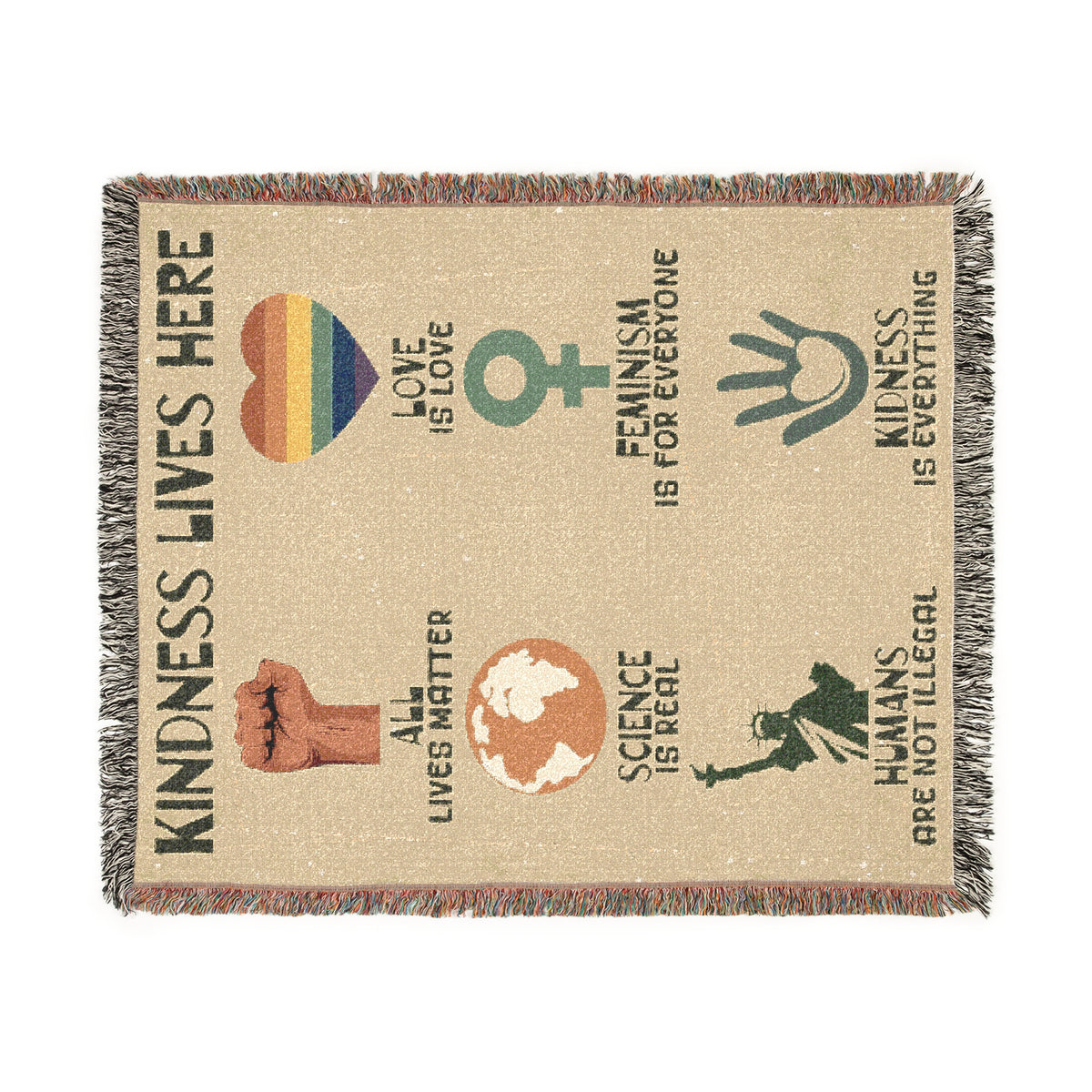 Kindness Lives Here Progressive Woven Blanket