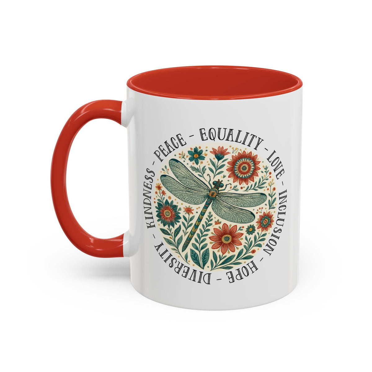 Kindness Peace Equality Love Inclusion Hope Diversity Accent Mug