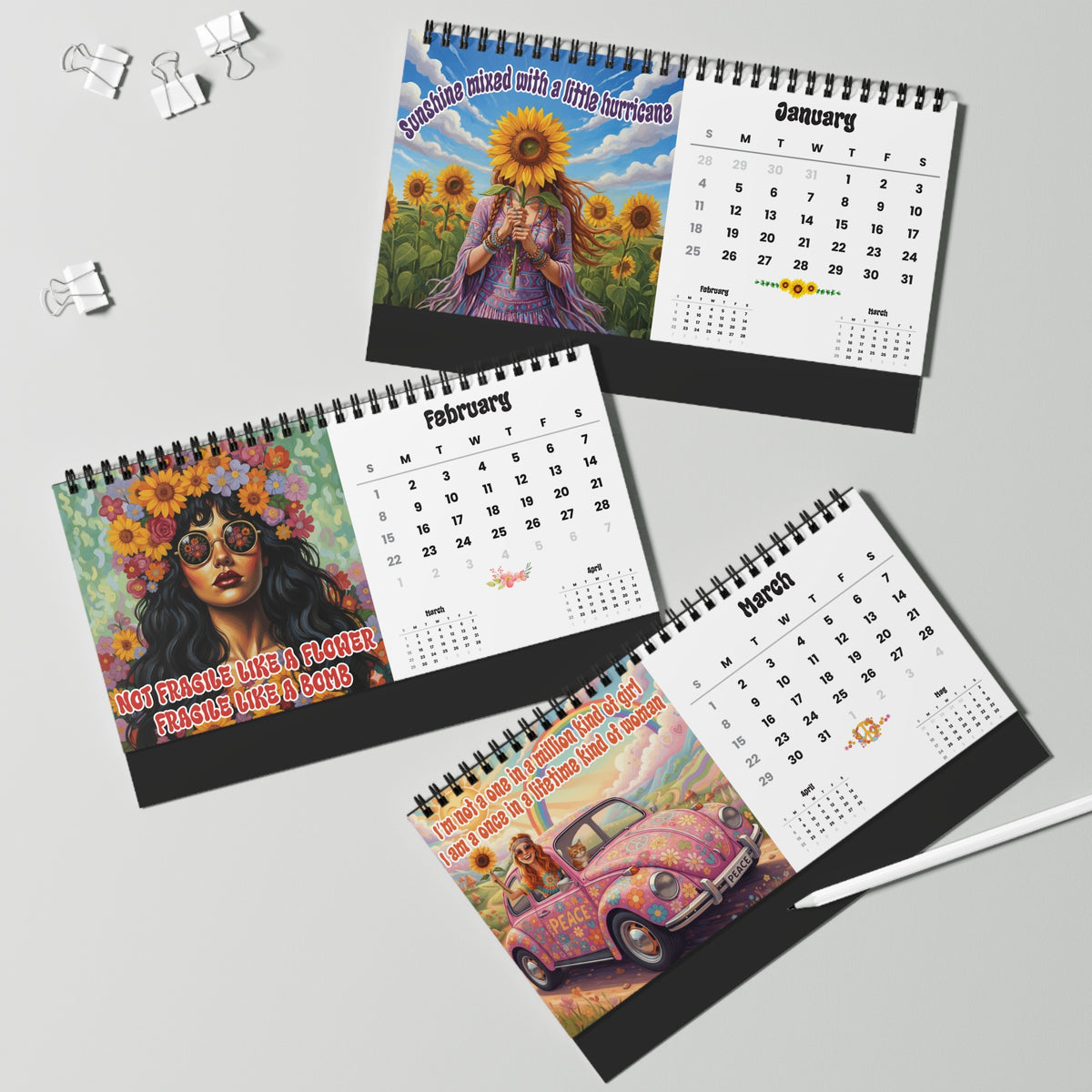 Hippie Spirit 2026 Desk Calendar
