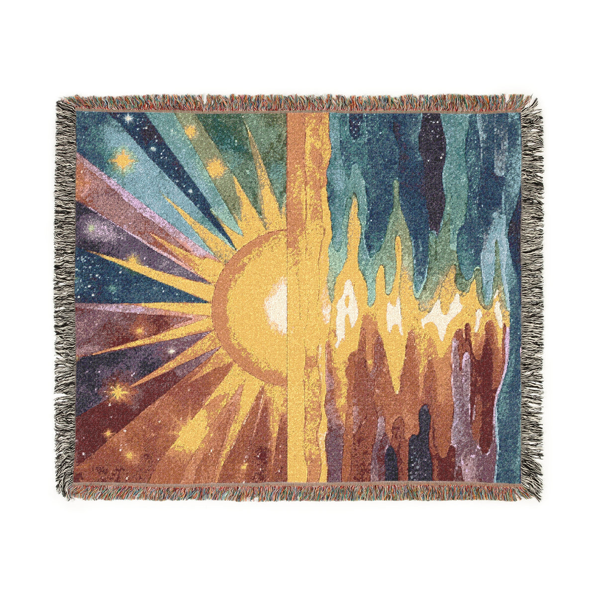 Retro Sunset Sky Woven Blanket