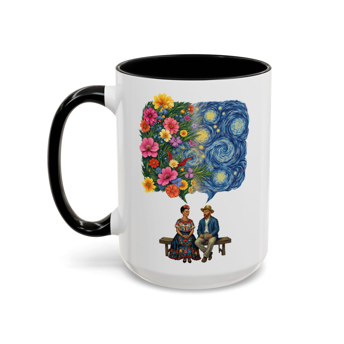 Frida Kahlo And Van Gogh Starry Night Flower Accent Mug