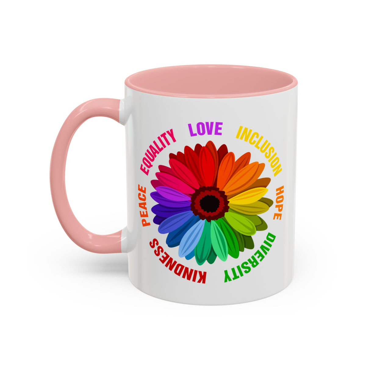 Kindness Peace Equality Love Inclusion Hope Diversity Accent Coffee Mug (11, 15oz)