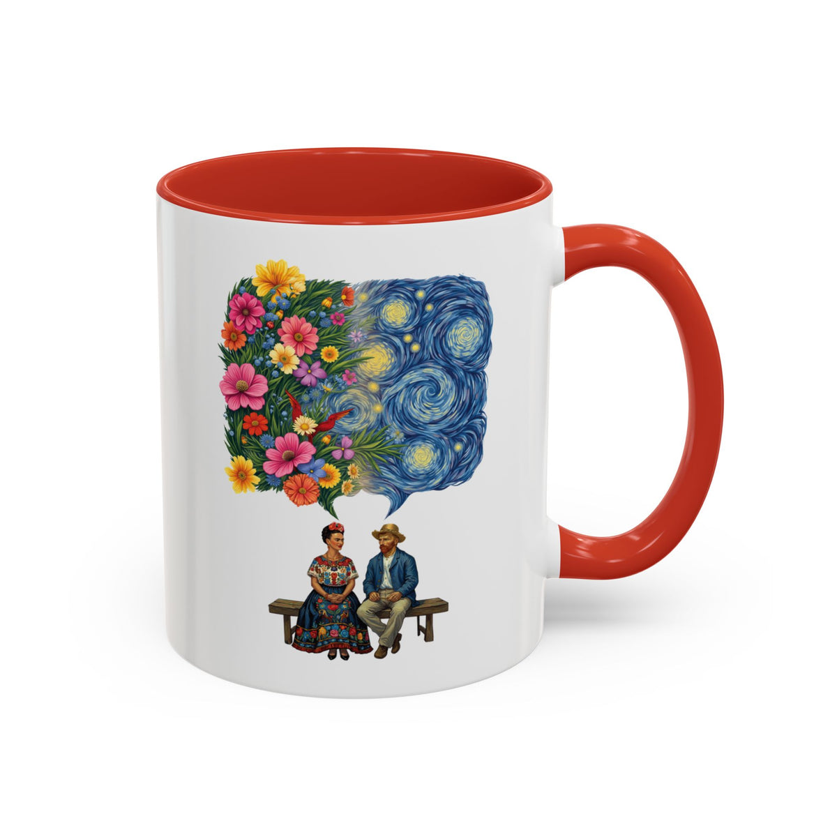 Frida Kahlo And Van Gogh Starry Night Flower Accent Mug