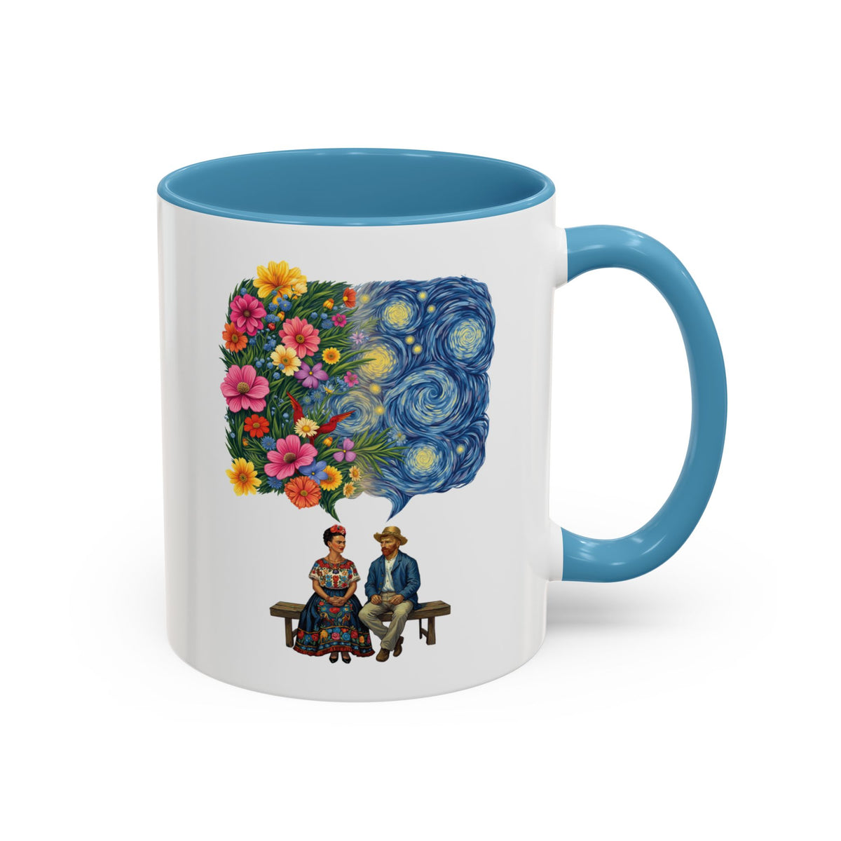 Frida Kahlo And Van Gogh Starry Night Flower Accent Mug